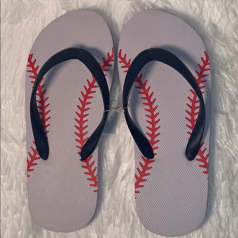 NWT Kids Baseball Flip Flops Size 11/12 - Picture 2 of 6